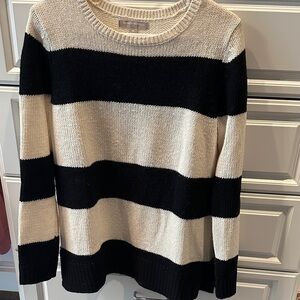 Banana Republic Factory Black and Cream Striped Sweater